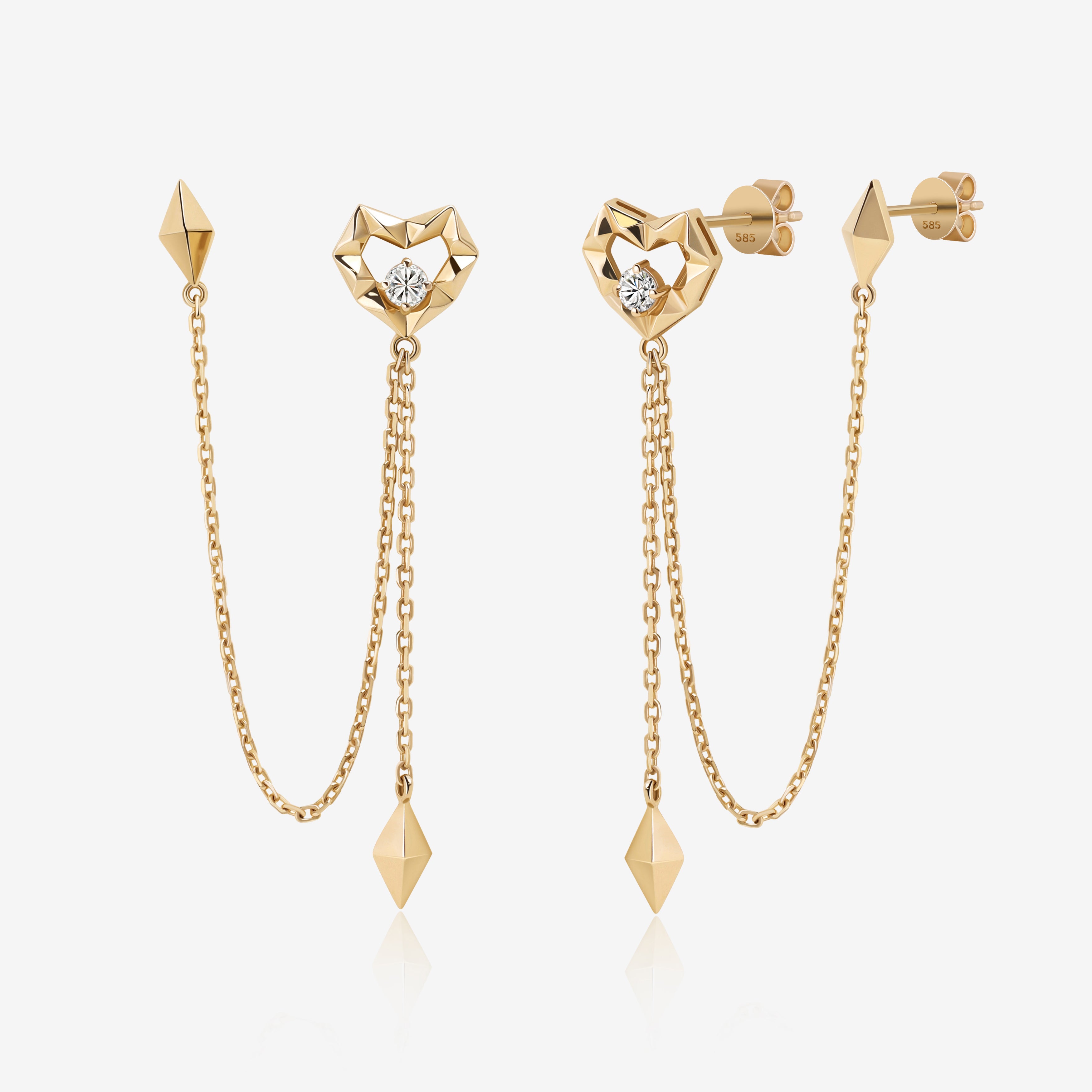 Fearless Heart Chain Earrings
