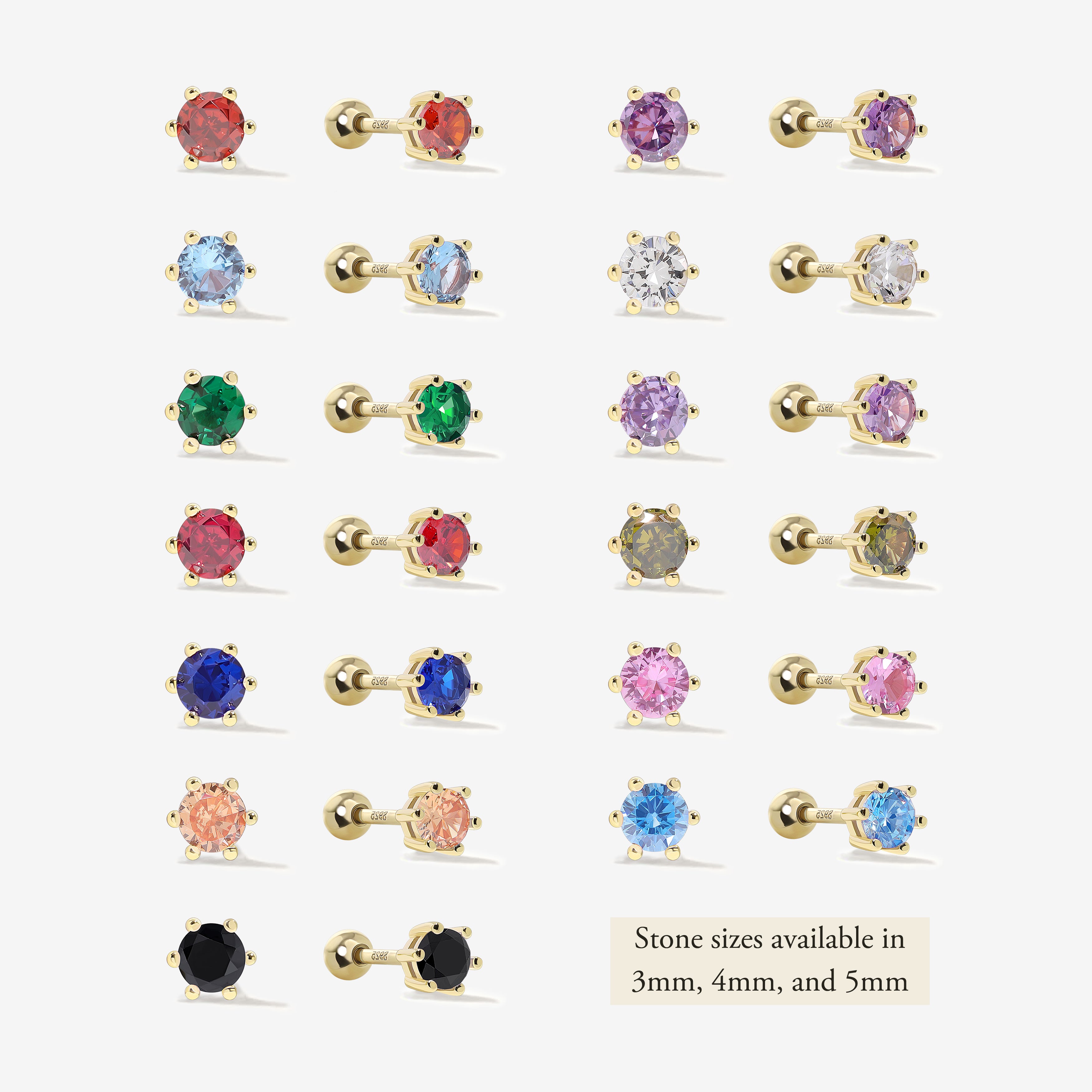 Birthstone Screw Back Earrings