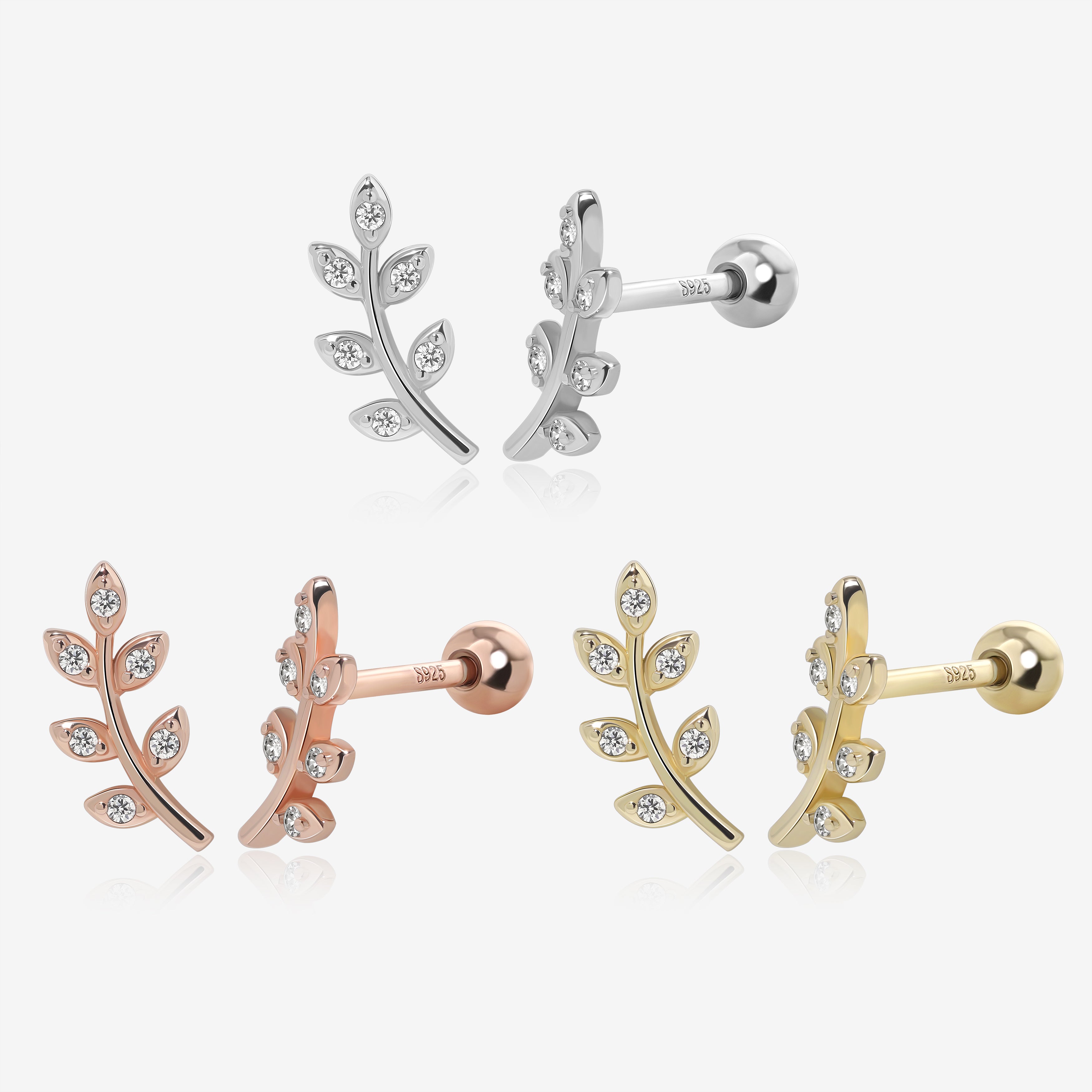 Elegant Leaf Screw Back Earrings